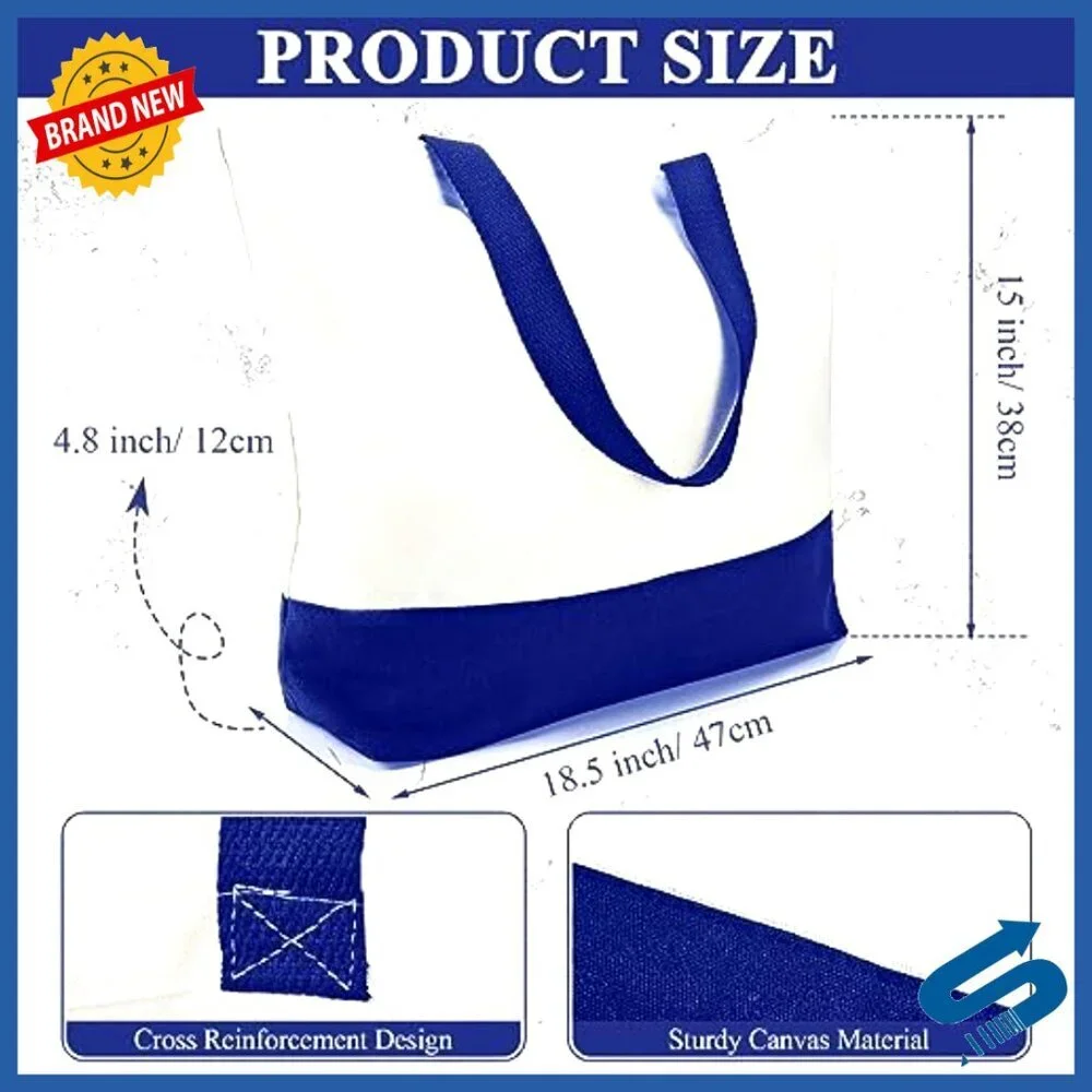 Canvas Tote Bags Large Reusable Grocery Shopping Beach Travel DIY Cloth